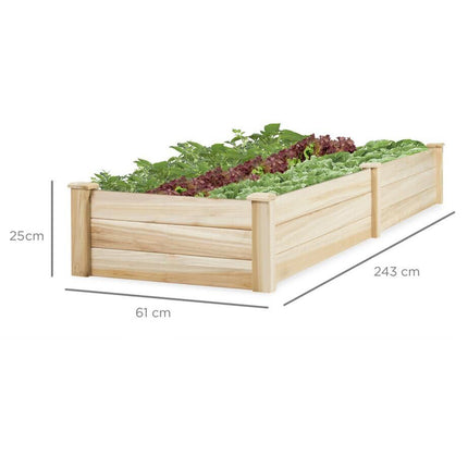 243cm Garden Rectangular Wood Bed Flower Vegetable Plant Seeds Bed