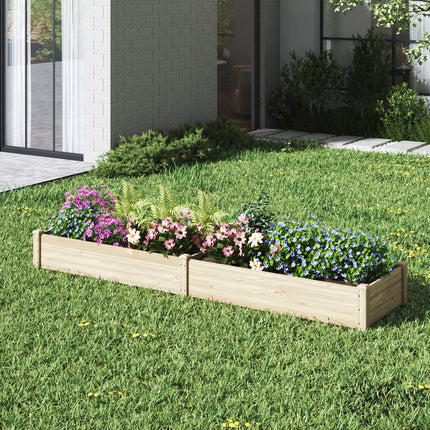 Solid Wood Raised Garden Bed with 2 Compartments