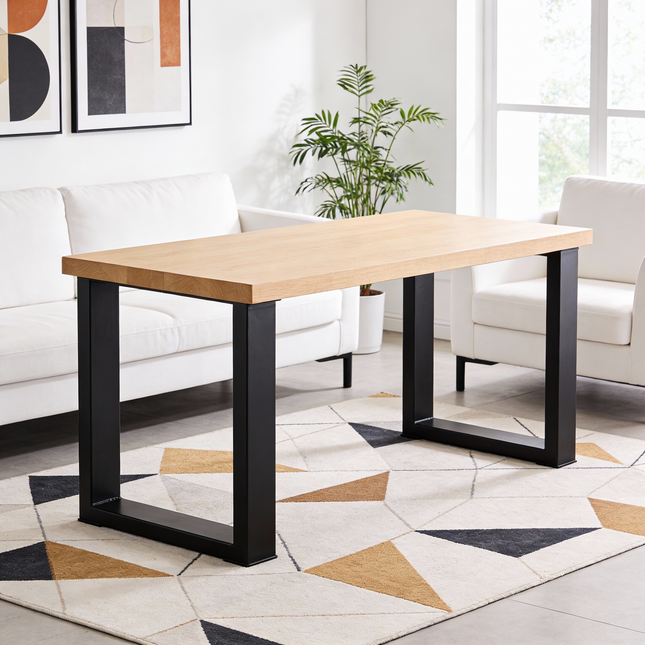 Set of 2 Metal Table Bench Legs Frames Square Steel Base Stands, 70x71CM