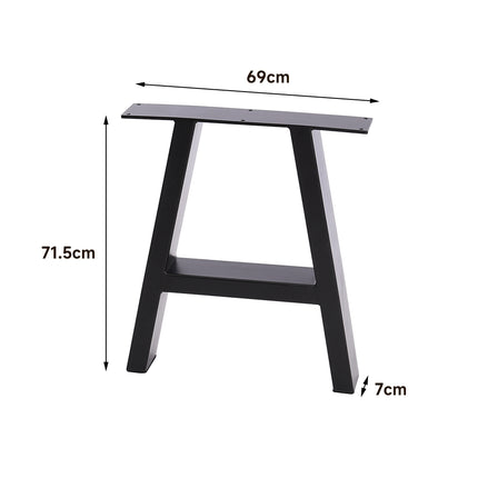 Set of 2 Metal Table Bench Legs Frames A-Frame Steel Base Stands 69x71CM