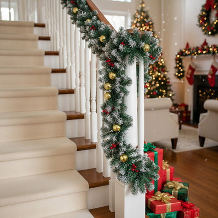 270cm Pre-lit Artificial Greenery Christmas Garland Decor