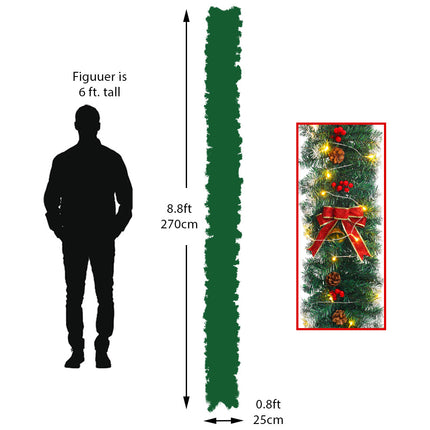 270CM Spruced Artificial Lighted Christmas Garland Holiday Decoration