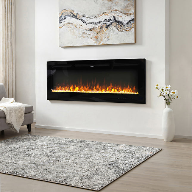 50 Inch Wall Mounted Electric Fireplace with Remote 12 Colours