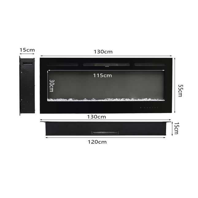 50 Inch Wall Mounted Electric Fireplace with Remote 12 Colours