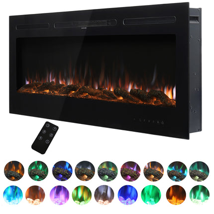 50 Inch Wall Mounted Electric Fireplace with Remote 12 Colours