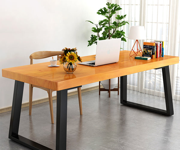 Set 2 Metal Table Bench Legs Frames Trapezium Top Steel Base Stands 60x72CM