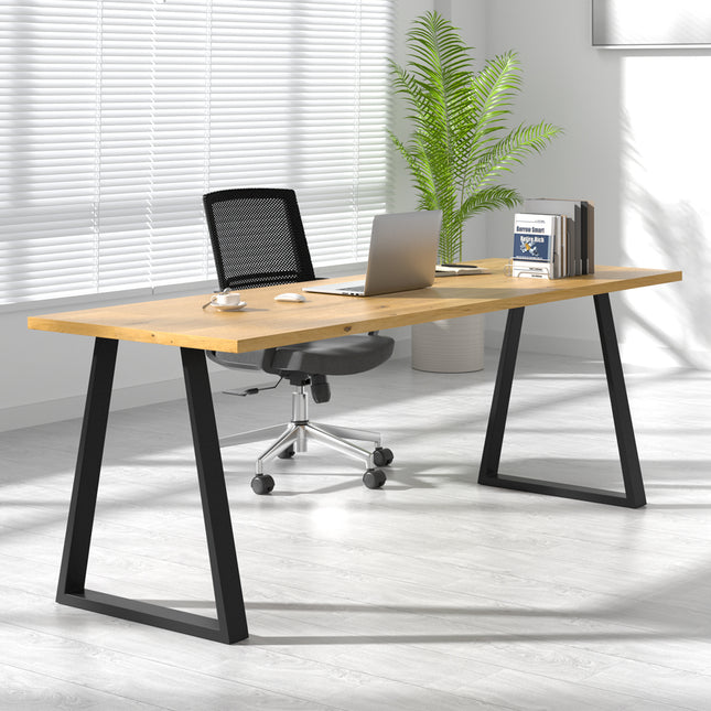 Set of 2 Metal Table Bench Legs Frames Trapezium with Top Steel Base Stands, 70x90CM