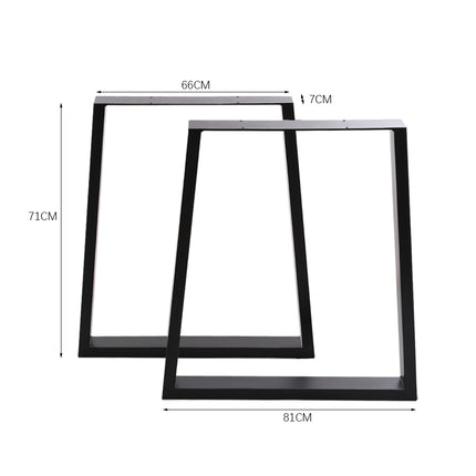 Set of 2 Metal Table Bench Legs Frames Trapezium Steel Base Stands, 81x71CM