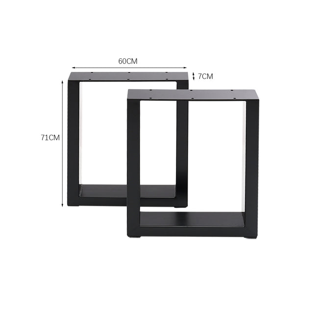 Set of 2 Metal Table Bench Legs Frames Square Steel Base Stands 60x71CM