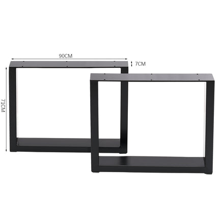 Set of 2 Metal Table Bench Legs Frames Square Steel Base Stands, 90x71CM
