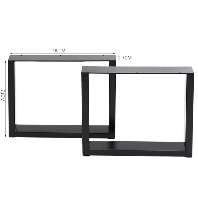 Set of 2 Metal Table Bench Legs Frames Square Steel Base Stands, 90x71CM