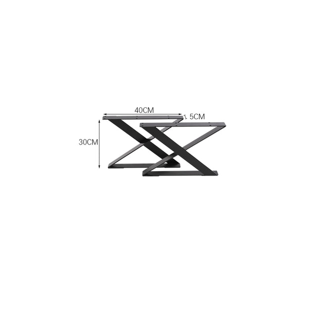 Set of 2 Metal Table Bench Legs Frames X-Shape Steel Base Stands 40x30CM
