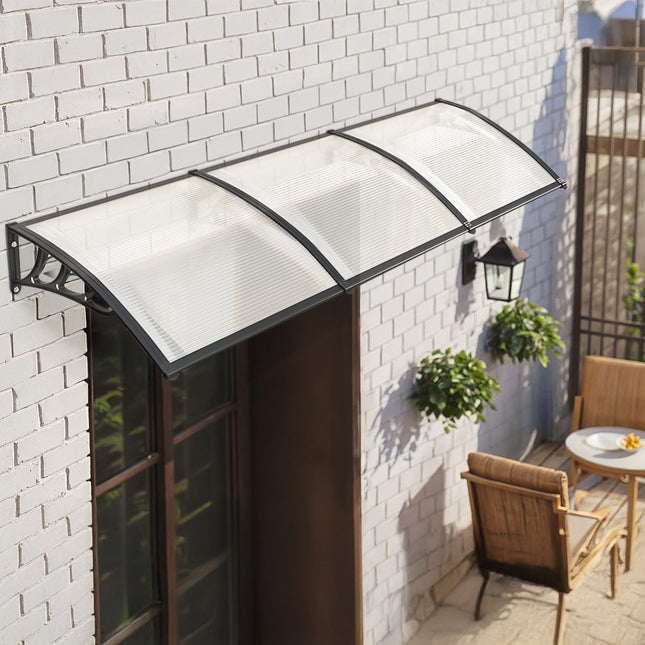 Outdoor Curved Rain Shelter with Brackets 3 Sizes Black/White
