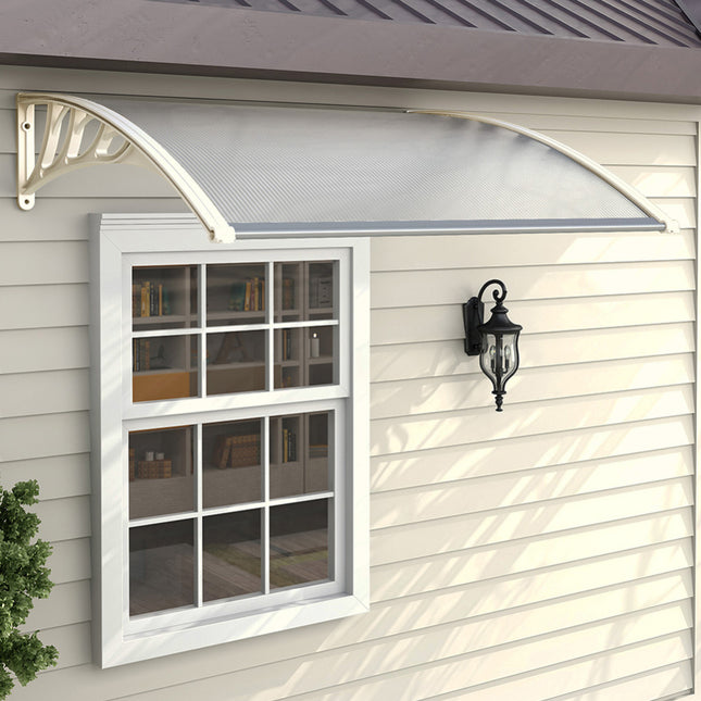 Curved Door Canopy Awning Rain & Snow Shelter with Brackets 120x80cm