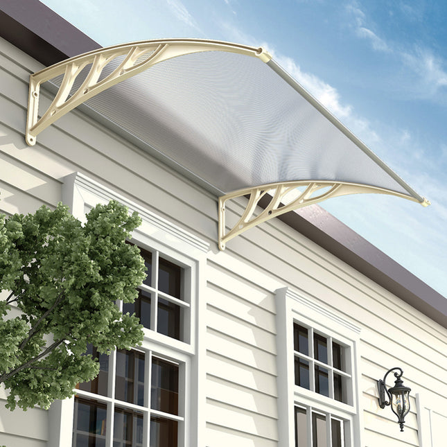 Curved Door Canopy Awning Rain & Snow Shelter with Brackets 120x80cm