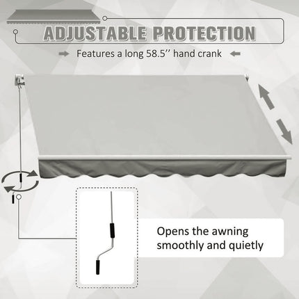 Outdoor Retractable DIY Manual Patio Awning Canopy Garden Shade Shelter Grey 200x150CM