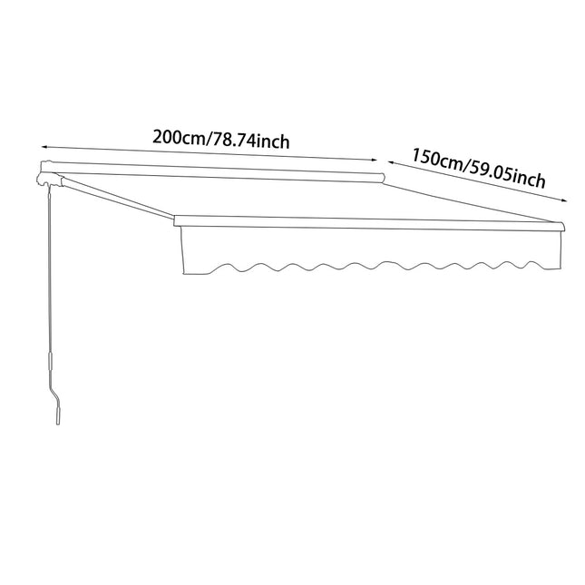 Outdoor Retractable DIY Manual Patio Awning Canopy Garden Shade Shelter Grey 200x150CM