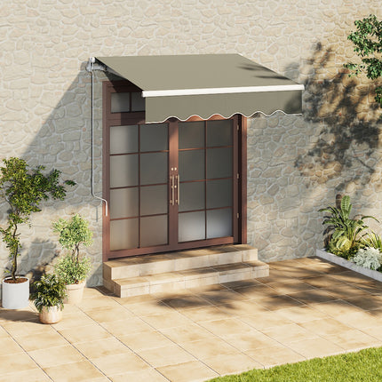 Outdoor Retractable DIY Manual Patio Awning Canopy Garden Shade Shelter Grey 200x150CM