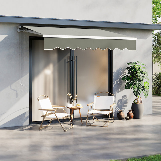Outdoor Retractable DIY Manual Patio Awning Canopy Garden Shade Shelter, Grey 250x200CM