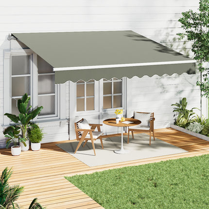 Outdoor Retractable DIY Manual Patio Awning Canopy Garden Shade Shelter, Grey 350x300CM