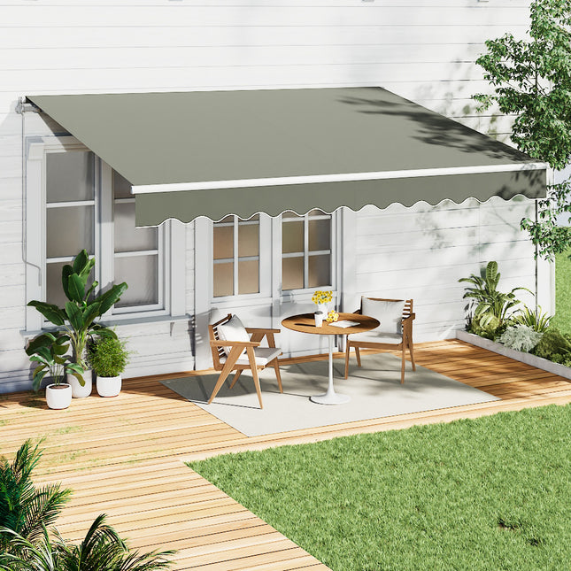 Outdoor Retractable DIY Manual Patio Awning Canopy Garden Shade Shelter, Grey 400x300CM