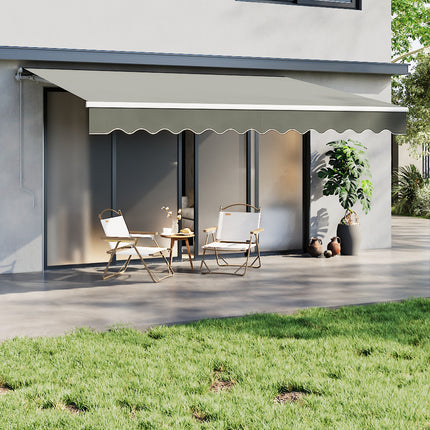 Outdoor Retractable DIY Manual Patio Awning Canopy Garden Shade Shelter, Grey 400x300CM