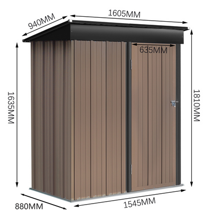 5ft x 3ft Brown Metal Garden Shed Garden Storage