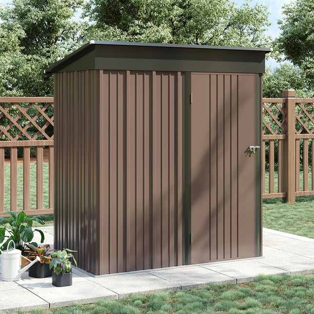 5ft x 3ft Brown Metal Garden Shed Garden Storage