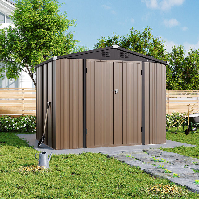Brown Metal Garden Shed Garden Storage 8ft x6ft or 6ft x4ft