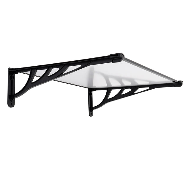 Black Straight Door Canopy Awning Shade Shelter, 120x90x28CM