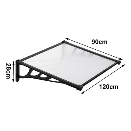 Black Straight Door Canopy Awning Shade Shelter, 120x90x28CM