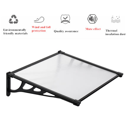 Black Straight Door Canopy Awning Shade Shelter, 150x90x28CM