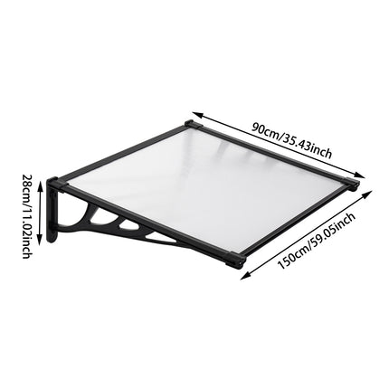 Black Straight Door Canopy Awning Shade Shelter, 150x90x28CM
