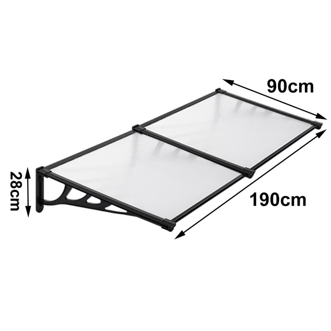 Black Straight Door Canopy Awning Shade Shelter, 190x90x28CM