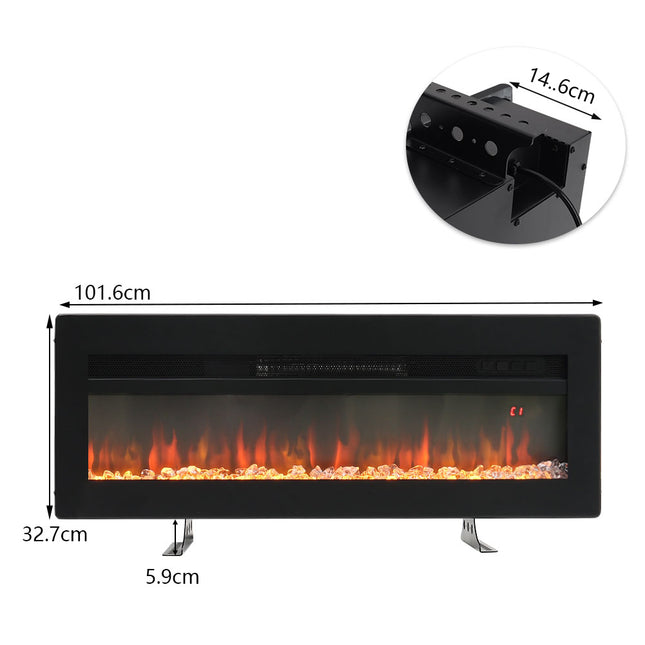 40 Inch Wall Mounted/Freestanding Electric Fireplace with Adjustable Flames