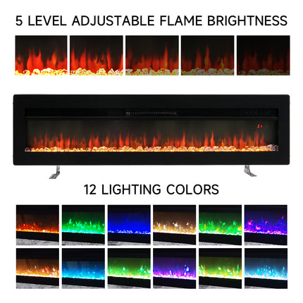 40 Inch Wall Mounted/Freestanding Electric Fireplace with Adjustable Flames
