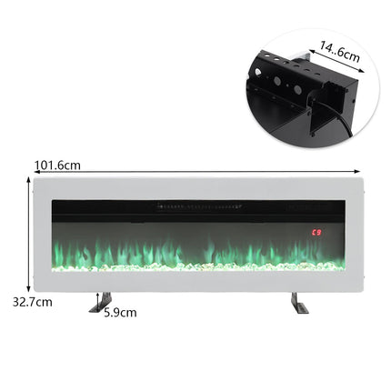 40 Inch Wall Mounted/Freestanding Electric Fireplace with Adjustable Flames