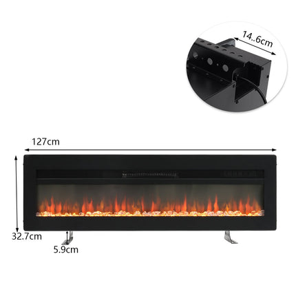 50 Inch Wall Mounted/Freestanding Electric Fireplace with Adjustable Flames