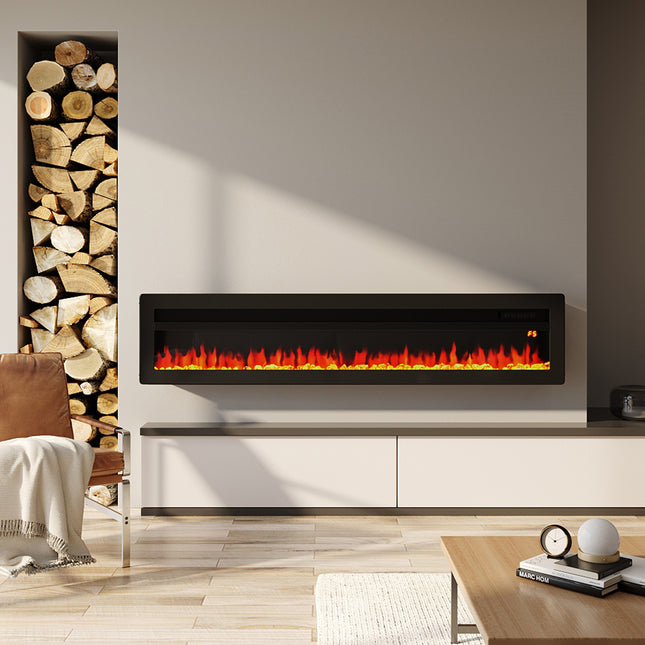 60 Inch Wall Mounted/Freestanding Electric Fireplace with 9 Flame Colours and Remote Control