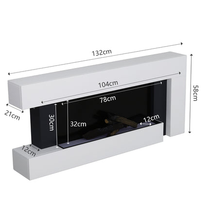 58×132cm Wall-mounted Electric Fireplace with Adjustable Flame and C-Shaped Frame