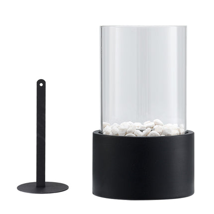 Round Bio Ethanol Tabletop Fireplace with Flame Guard