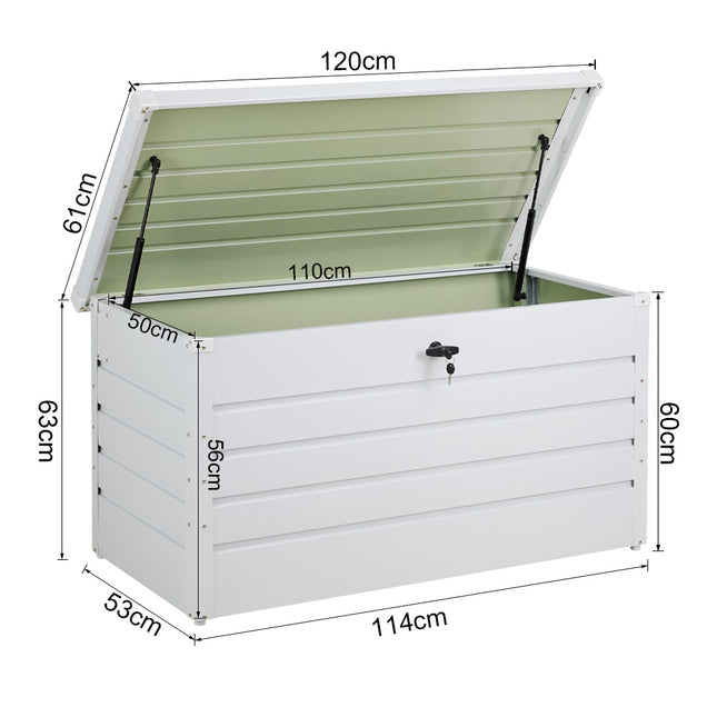 120CM Garden Storage Box Chest Lockable Tool Organizer White