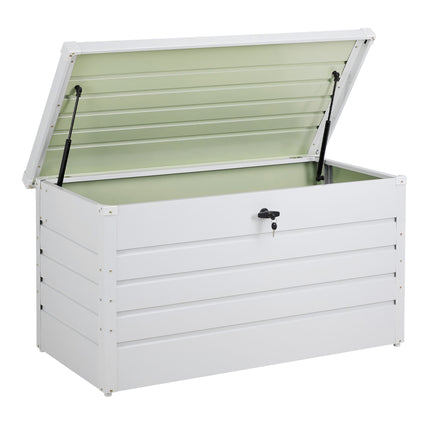 120CM Garden Storage Box Chest Lockable Tool Organizer White