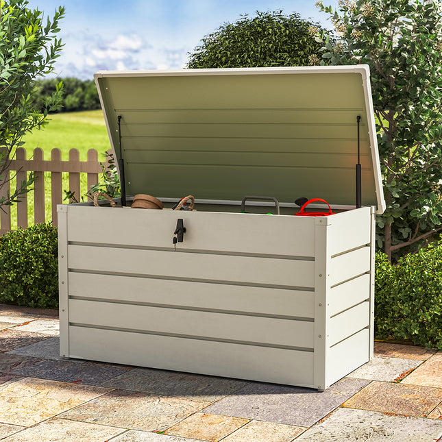 120CM Garden Storage Box Chest Lockable Tool Organizer White