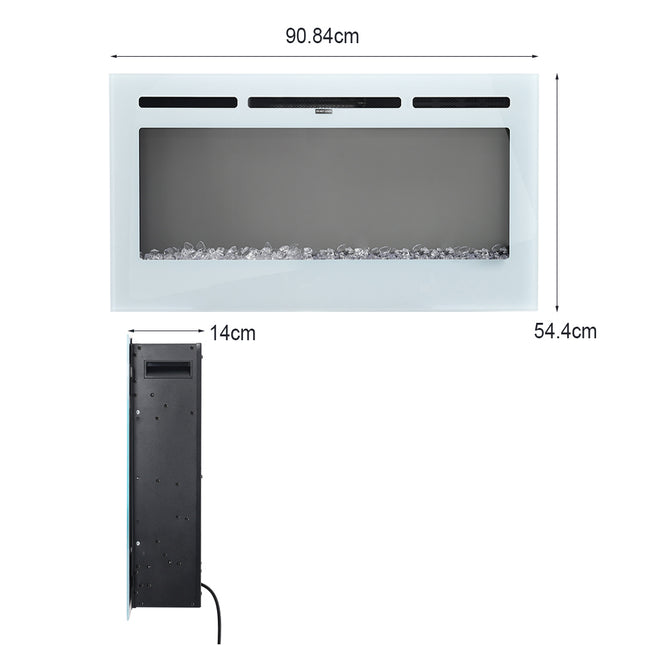 White Linear Electric Recessed Inset Fireplace with Overheat Protection