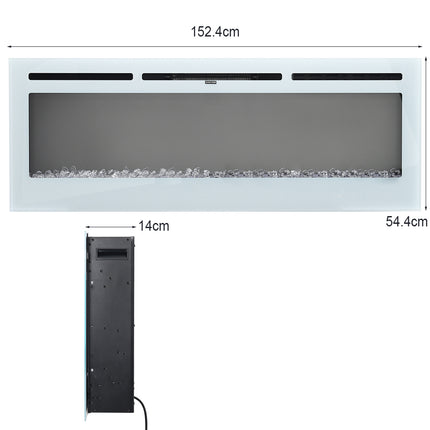 White Linear Electric Recessed Inset Fireplace with Overheat Protection