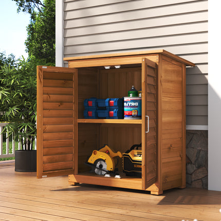 Outdoor Solid Wood Storage Cabinet Garden Tool Shed