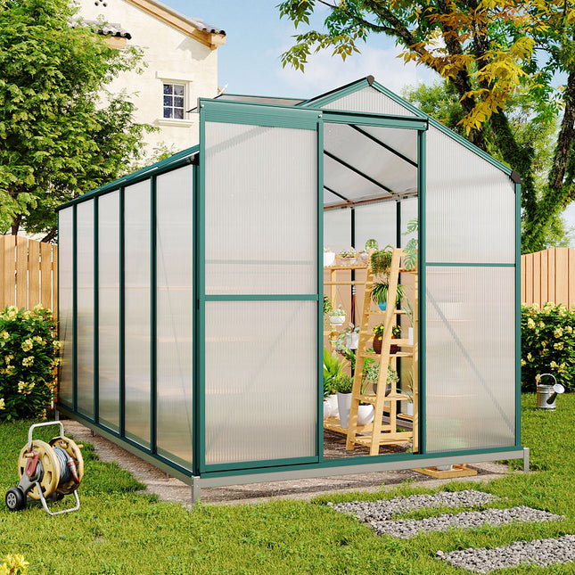 Green Framed Garden Greenhouse with 2 Vents, 10 x 6 ft
