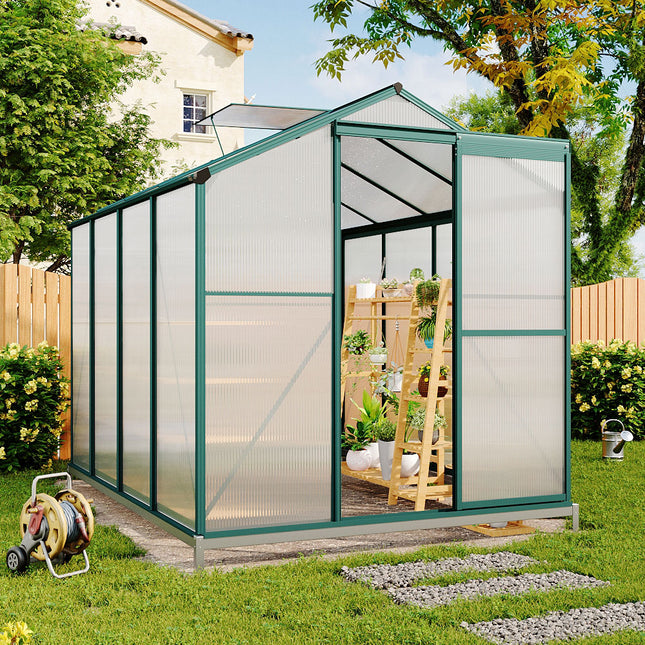8' x 6' ft Garden Hobby Greenhouse Green Framed with Vents