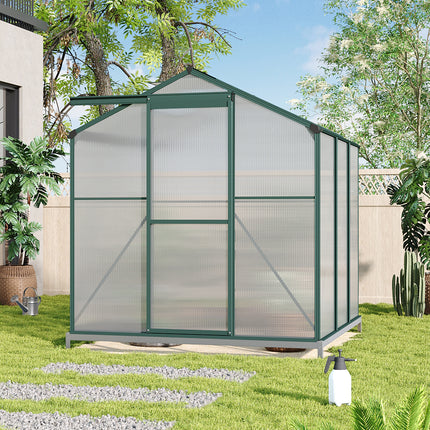 6ft x 6ft Garden Greenhouse Aluminium Polycarbonate Green Plant Housing With Vents